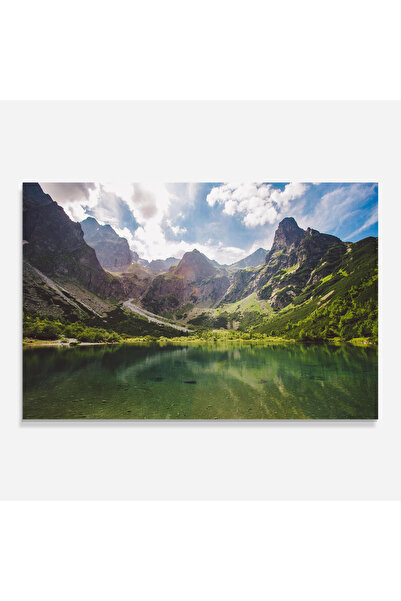 Arthub Kitchen Glass Panel, Stove Protection, Heat Resistant, Landscapes, Green Mountain