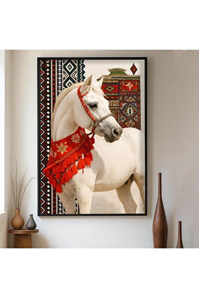 4gdran لوحة قماشية بتصميم الفن النجدي مع برواز فضي مجوف