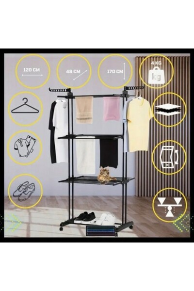 varioshop Foldable vertical clothes dryer – black