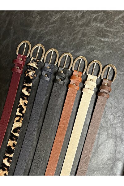 LİA KEMER 7'Li Lust Classic Patterned Women's Silver Buckle Belt Jacket Belt Dress Belt Trouser Belt