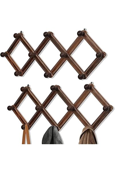 Arabest علاقة أكورديون جدارية، رف قبعات حائطي خشبي متين، علاقة قبعات خشبية لتعليق المعاطف والقبعات