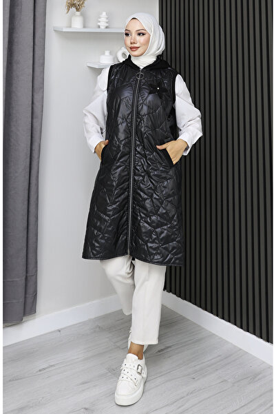 sefamerve Куртка з капюшоном на блискавці 5108-02 Чорна