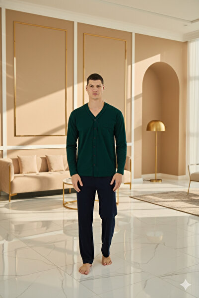 KLY Σετ πιτζάμες ανδρικής πολυτελούς σχεδίασης από 100% βαμβάκι μεγάλου μεγέθους