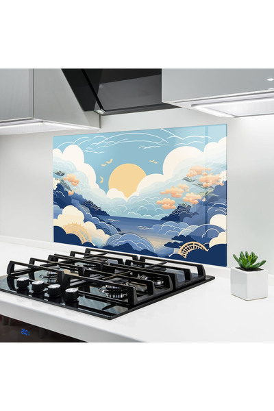 Arthub Kitchen Glass Panel, Stove Protection, Heat Resistant, Landscapes, Big...