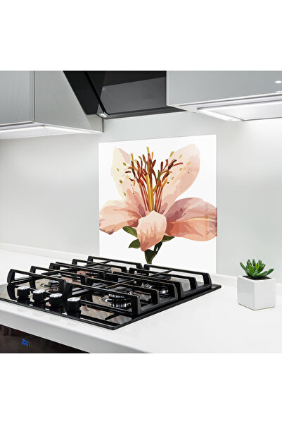 Arthub Panou Sticla Bucatarie, Protectie aragaz, Termorezistent, Flori, Pink ...