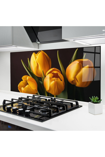 Arthub Kitchen Glass Panel, Stove Protection, Heat Resistant, Flowers, Strong...