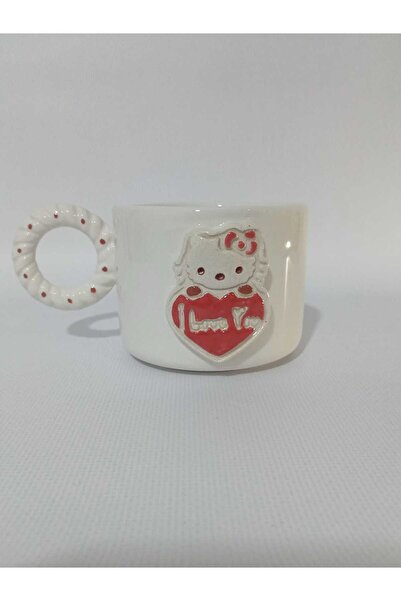 Zümrüdüanka Seramik كوب سيراميك مصنوع يدويًا بنقش هيلو كيتي