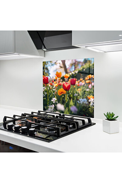 Arthub Panou Sticla Bucatarie, Protectie aragaz, Termorezistent, Flori, Garde...