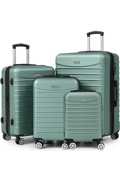 Quasar & Co. Set of 4 trolleys XS/S/M/L, hand/check luggage, suitcases with 4 wheels, ABS, 2 compartments, LINE, turquoise