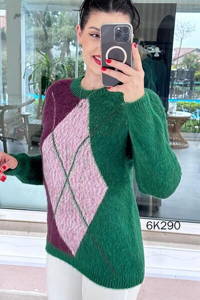 İnce Topuk Baklava Pattern Knitwear Blouse 6K290