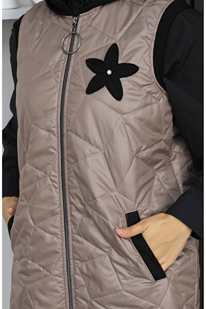 sefamerve Куртка з капюшоном на блискавці 5108-01 Візон