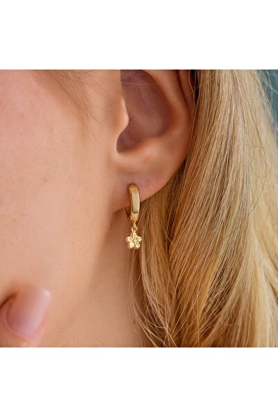 YCL JEWELLERY 8 Ayar (ÇİFT) Altın Minimal Çiçek Küpe