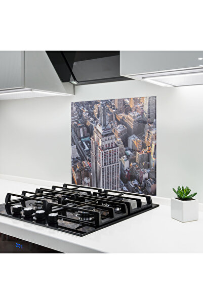 Arthub Kitchen Glass Panel, Stove Protection, Heat Resistant, Landscapes, Big Grey Tower