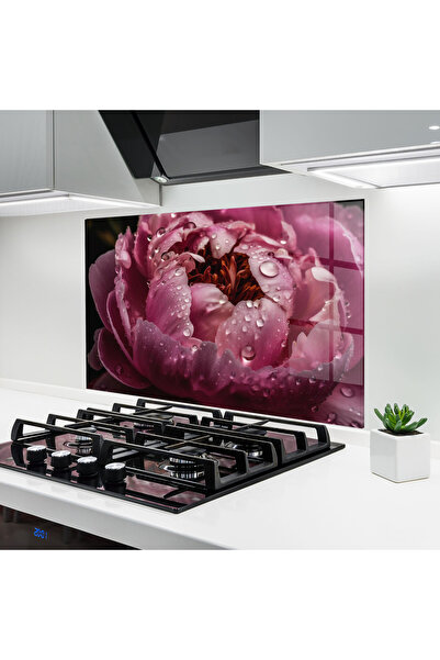 Arthub Panou Sticla Bucatarie, Protectie aragaz, Termorezistent, Flori, Peony...