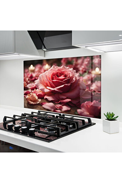 Arthub Panou Sticla Bucatarie, Protectie aragaz, Termorezistent, Flori, Big P...