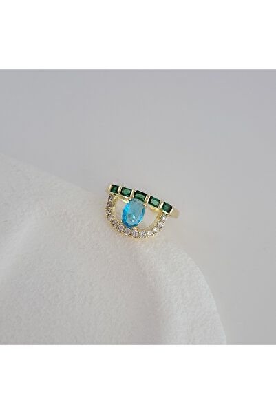 Norevia اشتري 3 واحصل على 2 خاتم عين من حجر الزركون الأزرق والأخضر