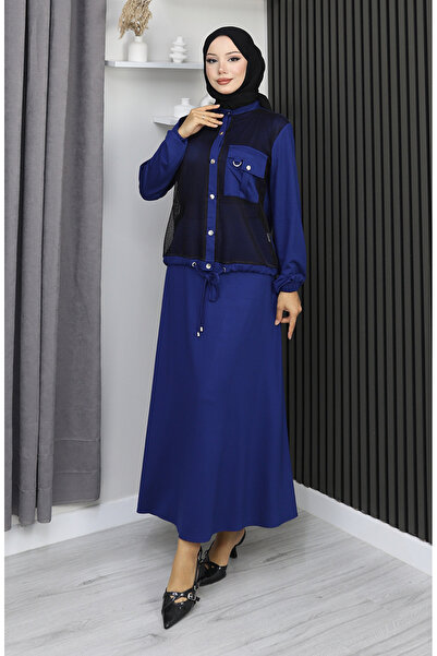 sefamerve Snap Detailed Combed Cotton Suit 25003-04 Navy Blue