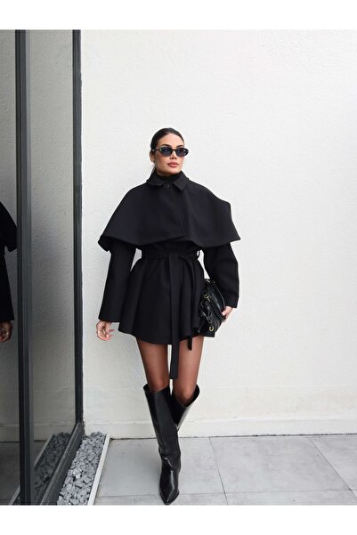 ESRAHELVACI Cape Detail Cashmere Coat