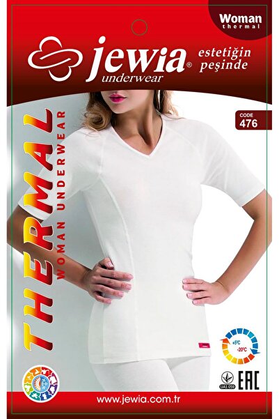 Jewia White Short Sleeve V-Neck Thermal