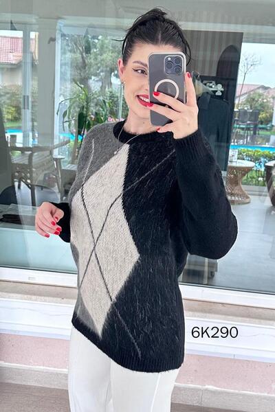 İnce Topuk Baklava Pattern Knitwear Blouse 6K290