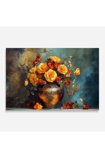 Arthub Panou Sticla Bucatarie, Protectie aragaz, Termorezistent, Flori, Red Orange Flower Vase