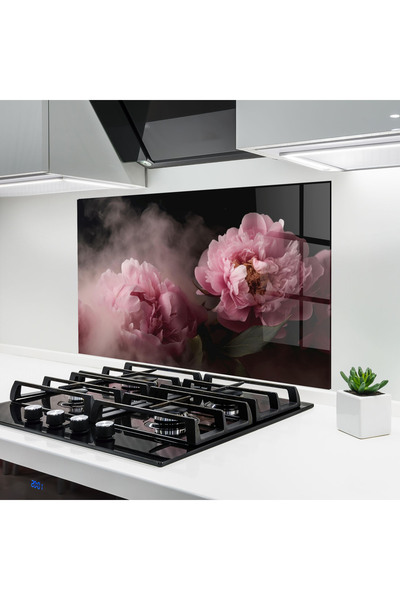 Arthub Panou Sticla Bucatarie, Protectie aragaz, Termorezistent, Flori, Peony...