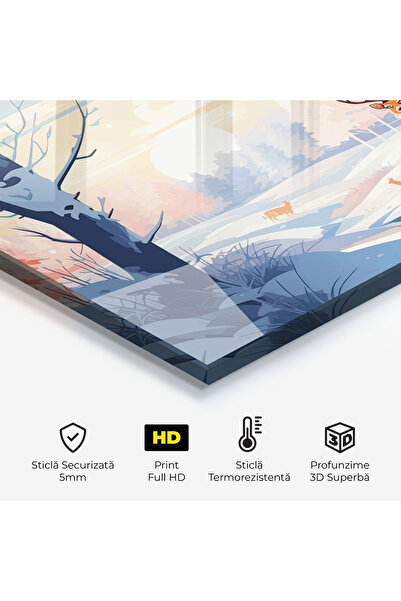 Arthub Kitchen Glass Panel, Stove Protection, Heat Resistant, Landscapes, Winter Deer Art