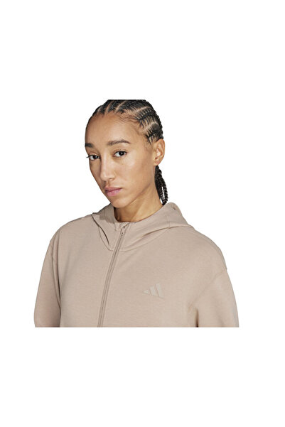 adidas D4T Fz Hoodie Γυναικείο Casual Μπουφάν JX7311 Κρεμ