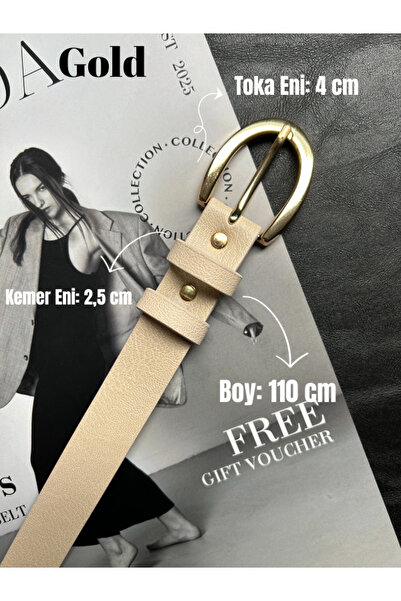 LİA KEMER 7'Li Lust Classic Patterned Women's Gold Buckle Belt Jacket Belt Dress Belt Trouser Belt