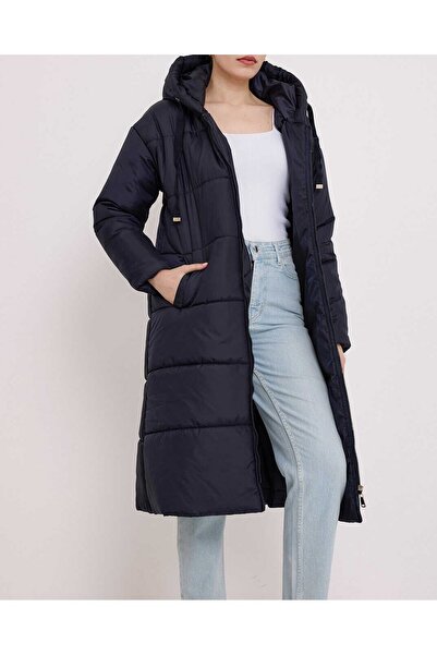 Modamorfo 5120 Hooded Long Puffer Jacket - Black