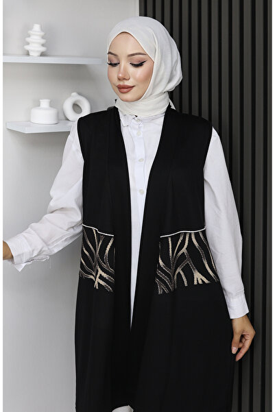 sefamerve Πέτρα με τύπωμα Αμάνικο Γιλέκο 5110-01 Μαύρο