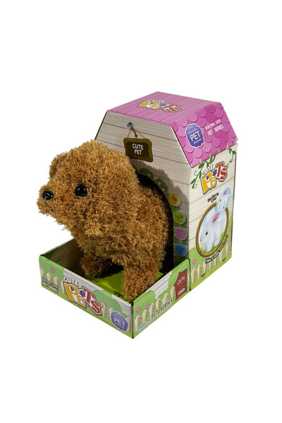 PROCART Interactive puppy that barks, walks and wags its tail, 19x16x10 cm, brown