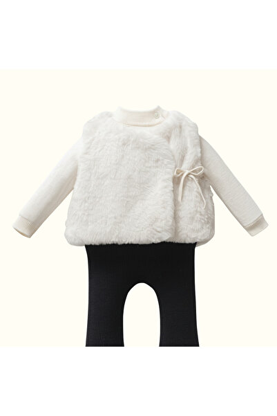 Nipperland Kız Çocuk %100 Pamuk Peluş Yelekli Kazak Tayt 3'lü Lisanslı Kışlık...