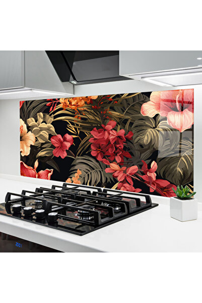 Arthub Panou Sticla Bucatarie, Protectie aragaz, Termorezistent, Flori, Exoti...