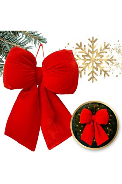 varioshop Fundă decorativă de Crăciun din catifea – roșie, 29 × 33 cm