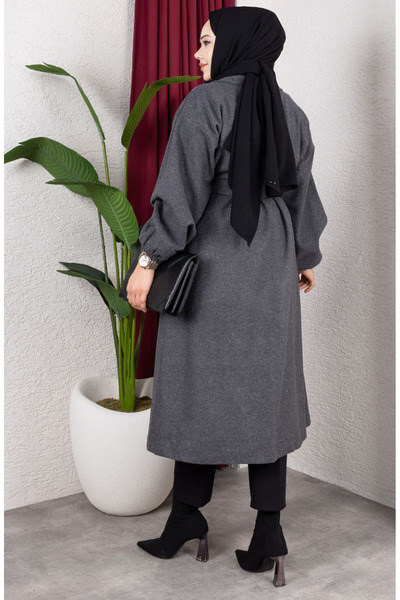 sefamerve Double-Breasted collar stamp coat 2059-02 anthracite