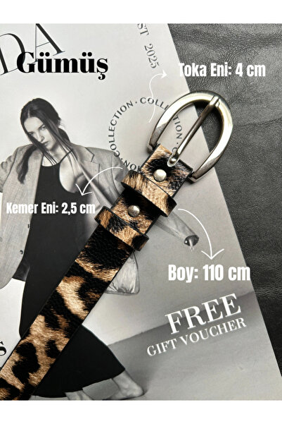 LİA KEMER 7'Li Lust Classic Patterned Women's Silver Buckle Belt Jacket Belt Dress Belt Trouser Belt