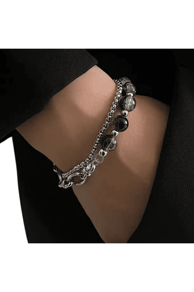 CRM Brățară cu lanț și mărgele decorative, CRM, oțel inoxidabil