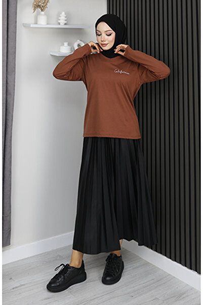 sefamerve Ψηφιακή με τύπωμα Βαμβακερή Μπλούζα 1071-05 Ταν