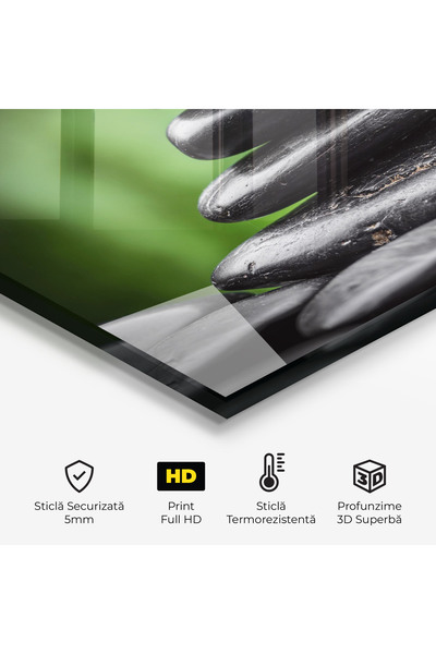 Arthub Kitchen Glass Panel, Stove Protection, Heat Resistant, Feng-shui, Black Stone Meditation