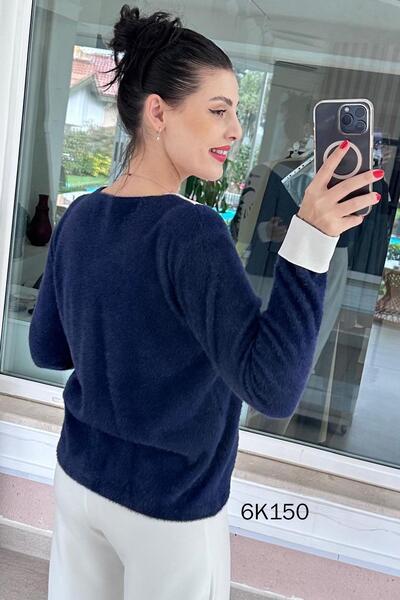 İnce Topuk Collared Stone Detail Bearded Knitwear Blouse 6K150