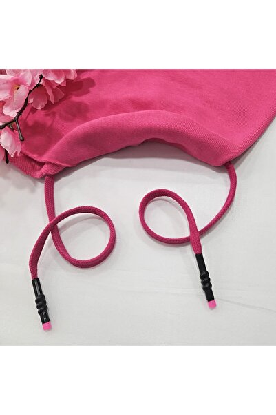 Kaf Kumaş Özel Uçlamalı 134 cm Fuşya Kordon Bağcık | Sweatshirt-Eşofman İpi 1...