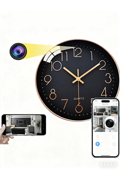 Crocs WiFi Mini cordless wall-mounted clock camera, 1080P HD, night vision, security monitoring