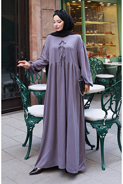 sefamerve Lace detailed comfortable cut hijab dress 2171-04 anthracite