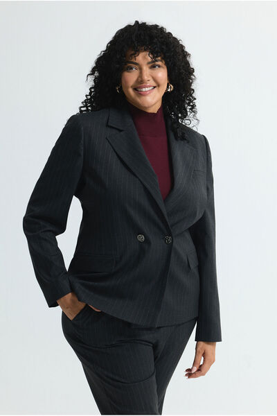 Love My Body Çizgili Kruvaze Ceket