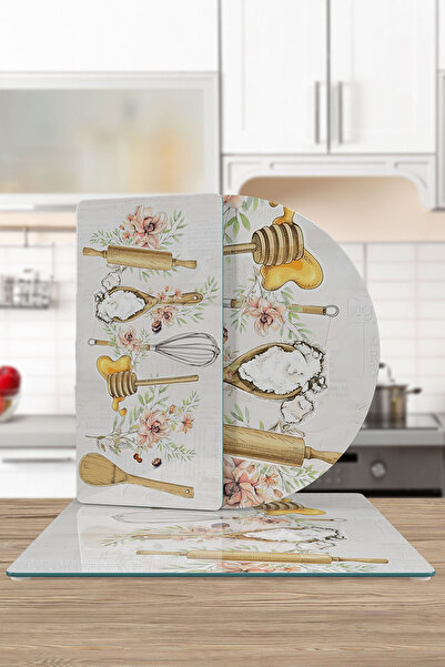 Decovetro Glass Presentation Serving Plate Set of 3 Mixed Set Kitchenware Patterned