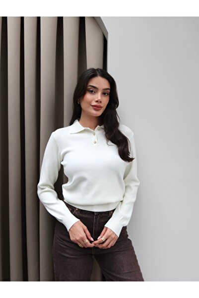 ESRAHELVACI Polo Neck Half Button Sweater