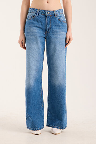 REDZARRAM Normal Waist Long Leg Blue Women's Jeans