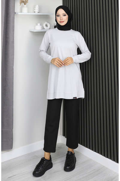sefamerve Araboy Sports Combed Cotton Tunic 9127-03 Stone