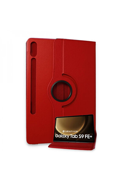 byhodi Samsung Galaxy X610 Tab S9 Fe Plus 12.4 Case 360 Tablet Leather Case - Red